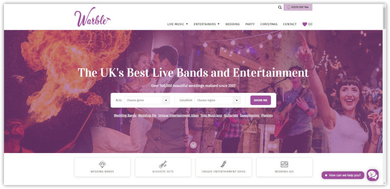 The Warble-Entertainment website