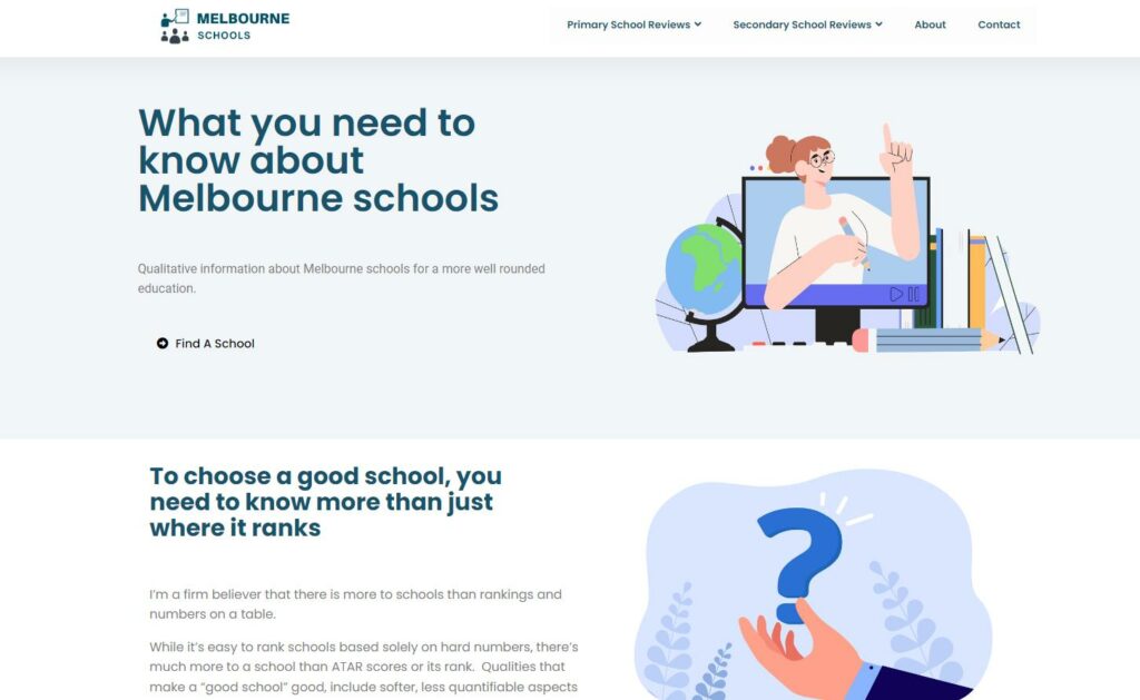 Melbourne Schools website