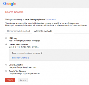 Google Search Console verification