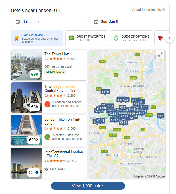 The changing Google hotel SERPS