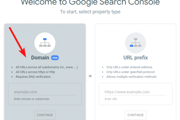 Property types in Search Console