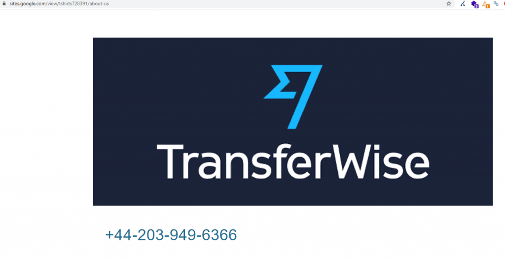 TransferWise Google Sites scam